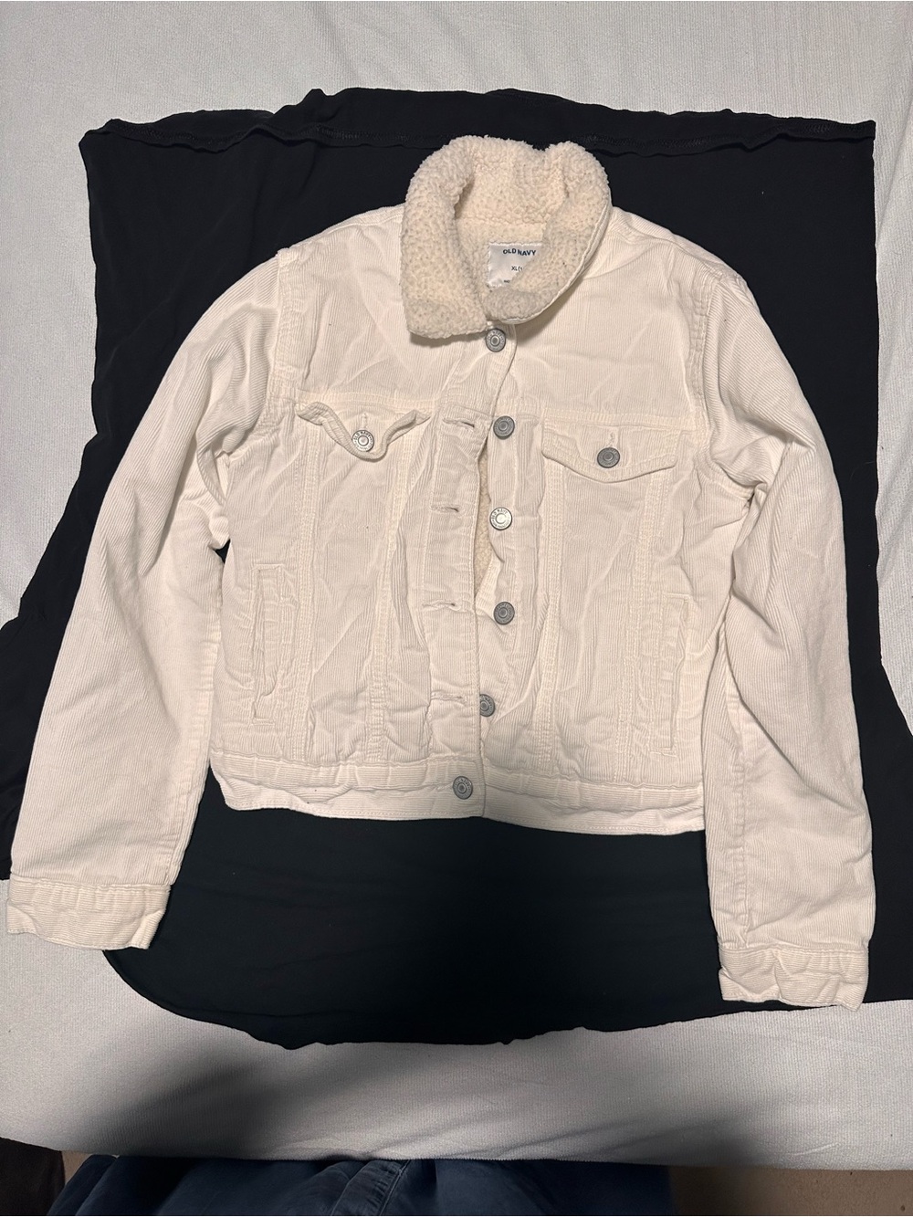 Old Navy Cream Sherpa Collar Denim Jacket